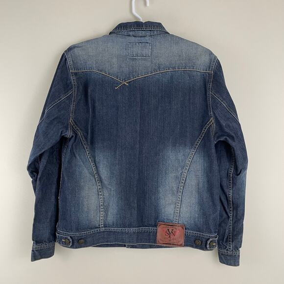SYN JEAN Mens Distressed Blue 100% Cotton Denim Heavy Jacket Size 2XL - Picture 2 of 9